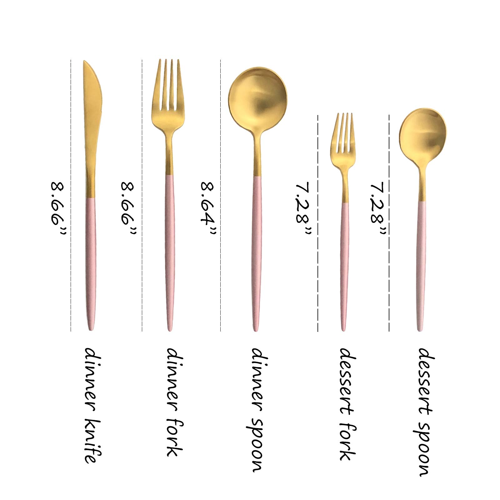 Premium 18/10 Stainless Steel Silverware Set - Hand-Polished Matte Gold Pink Flatware Cutlery Service for 2 (10-Piece) - Satin Finish Dishwasher Safe Utensils for Home, Restaurant & Dinner Parties - Elegant Table Setting for Weddings, Anniversaries & Special Occasions
