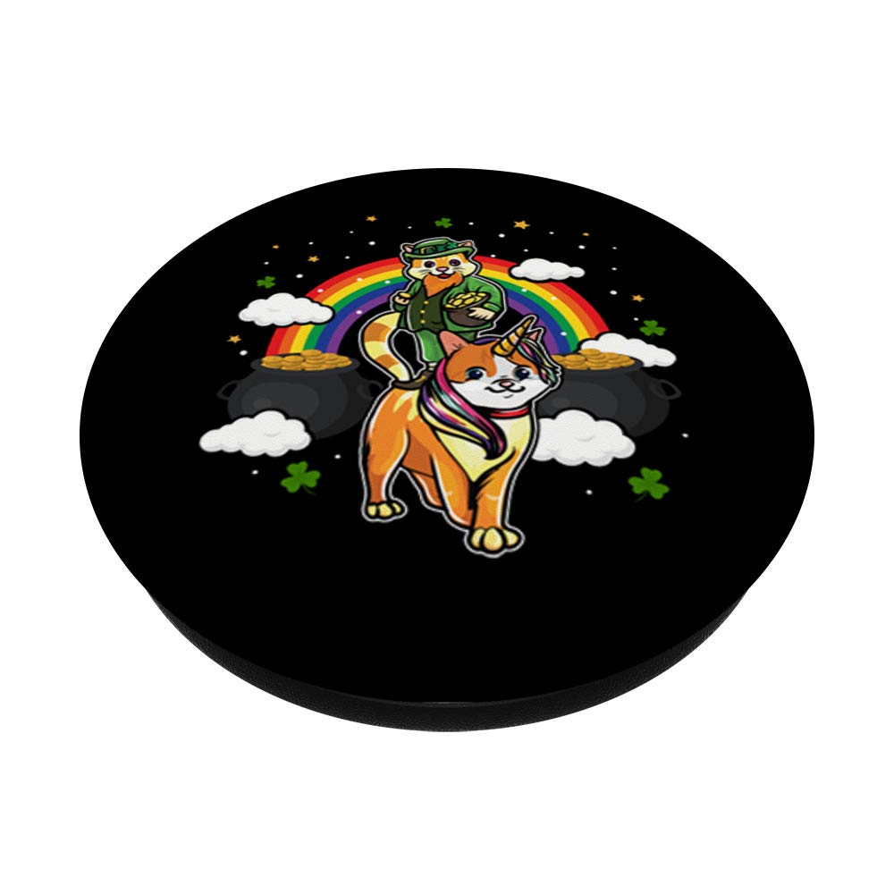 St. Patrick's Day Leprechaun Cat Caticorn PopSockets - Swappable PopGrip for iPhone & Samsung | Funny Irish Humor Phone Grip | Perfect for Parties, Travel & Daily Use