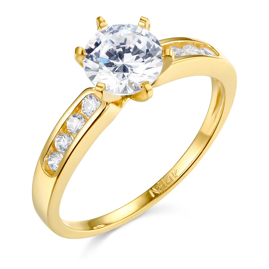 14K Solid Yellow Gold Wedding Engagement Ring and Wedding Band Set - Size 7 | Classic Bridal Jewelry for Proposals, Anniversaries & Special Occasions