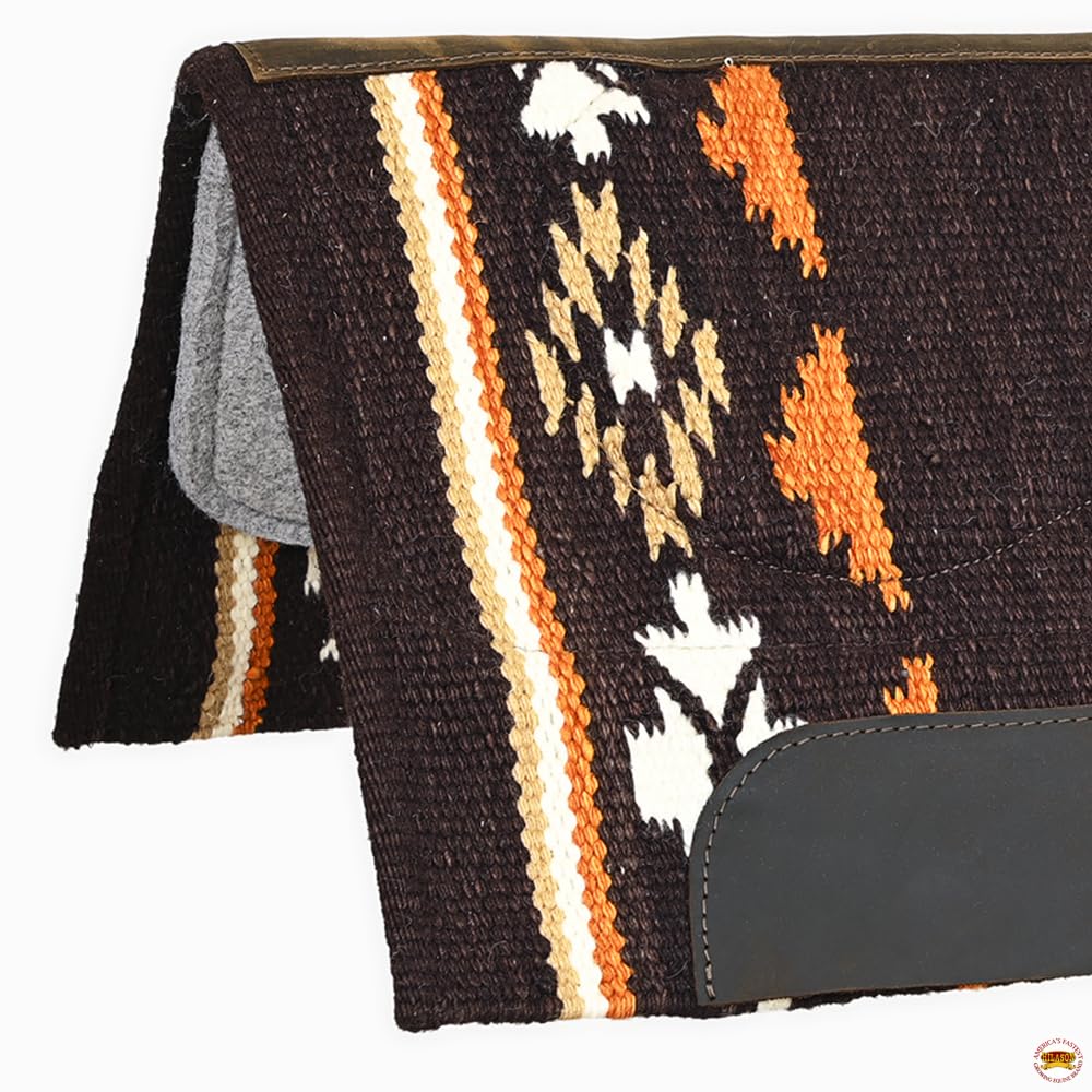 HILASON 34x36 Inch Western Horse Saddle Blanket - 100% Wool Pad for Comfort & Durability | Blue Equestrian Saddle Pad for Trail Riding, Training & Show | Horse Riding Accessories for English & Western Saddles