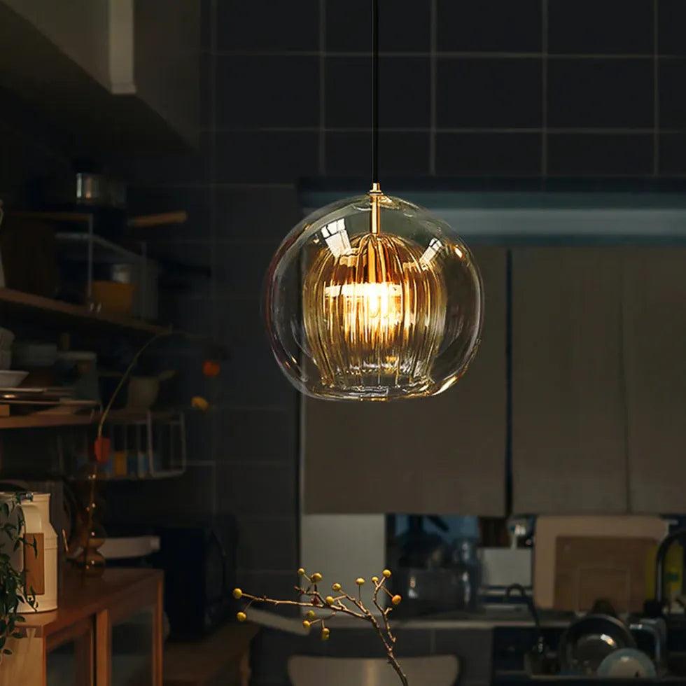 Modern Clear Glass Bubble Pendant Light for Dining Room - Elegant Hanging Chandelier for Kitchen Island, Breakfast Nook & Contemporary Home Decor