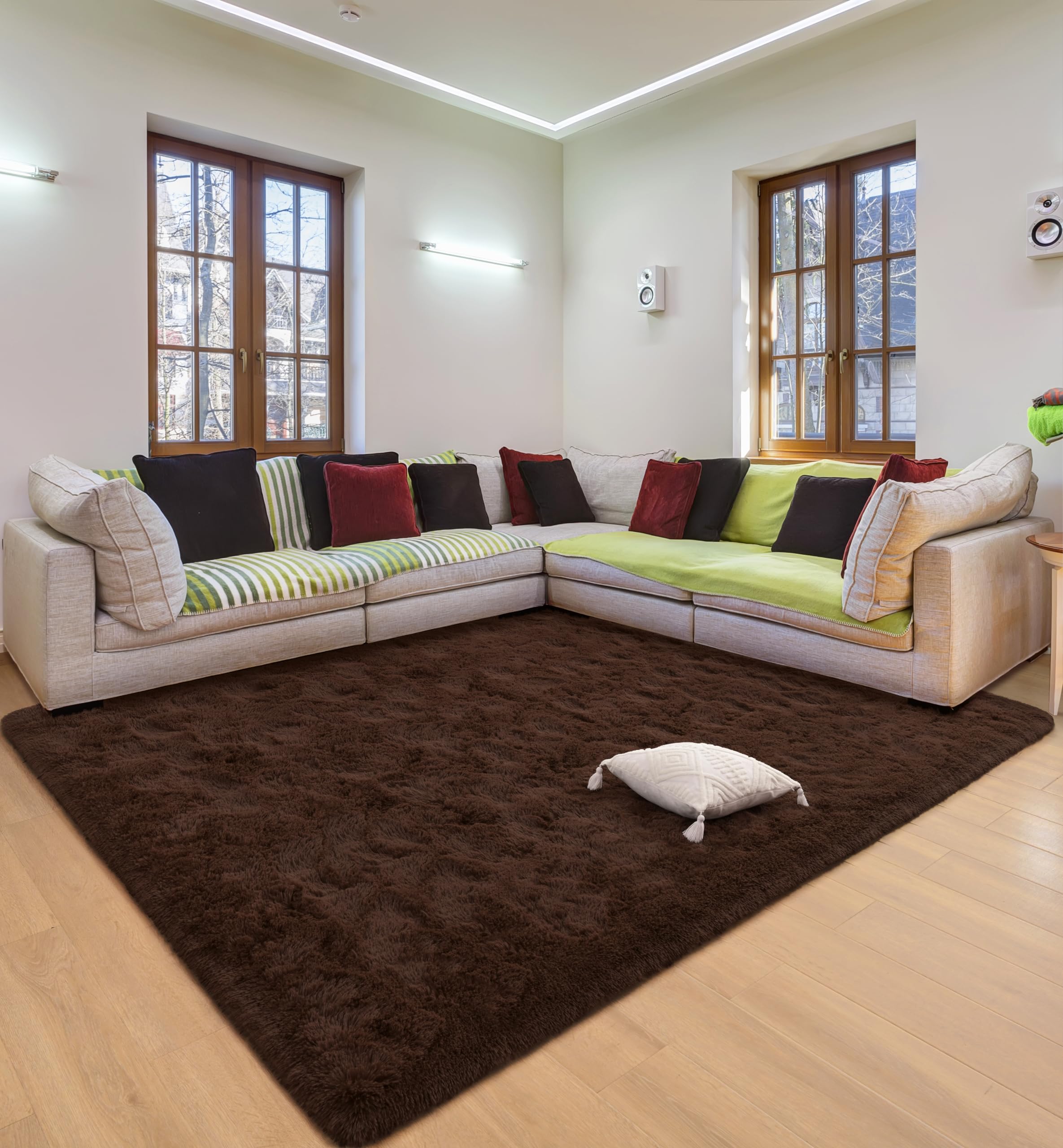 Fluffy 4x6 Feet Soft Washable Non-Slip Area Rug - Modern Bedroom & Living Room Carpet for Home Decor, Cozy Floor Mat for Kids Play Area and Family Gathering Space