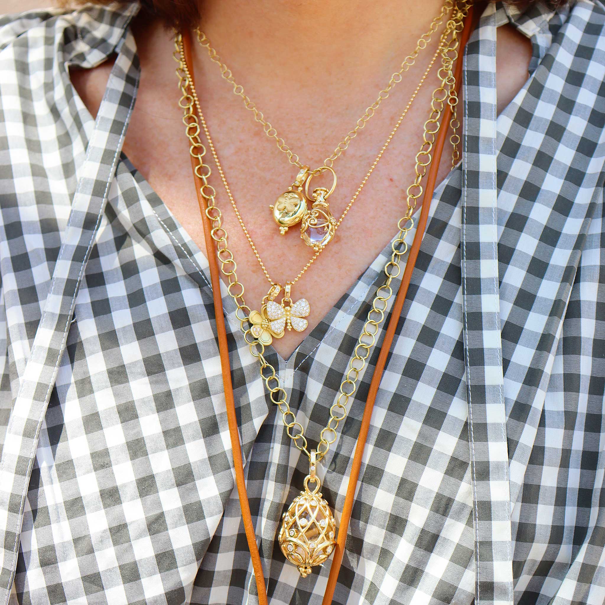 Temple St. Clair Pineapple Gate Amulet Necklace - 18K Gold Plated Charm Pendant for Women - Perfect for Beach Vacation, Summer Jewelry & Gift Giving