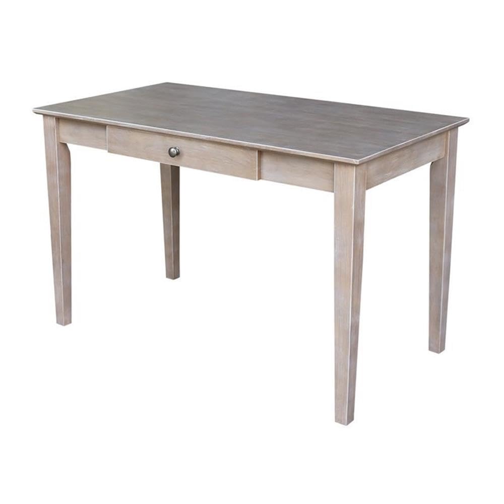 Pemberly Row Traditional Wood Writing Desk with Drawer - Unfinished Cream Finish - Home Office Furniture for Study, Work & Writing