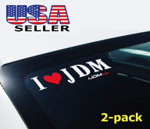 2-Pack I Love JDM Car Vinyl Decals - High Quality Waterproof Stickers for Cars, Laptops & Windows - Perfect for JDM Enthusiasts & Car Modifications - by iJDMTOY LED Light Super Store - Great for Showcasing Your JDM Passion on Vehicles, Laptops or Home Windows