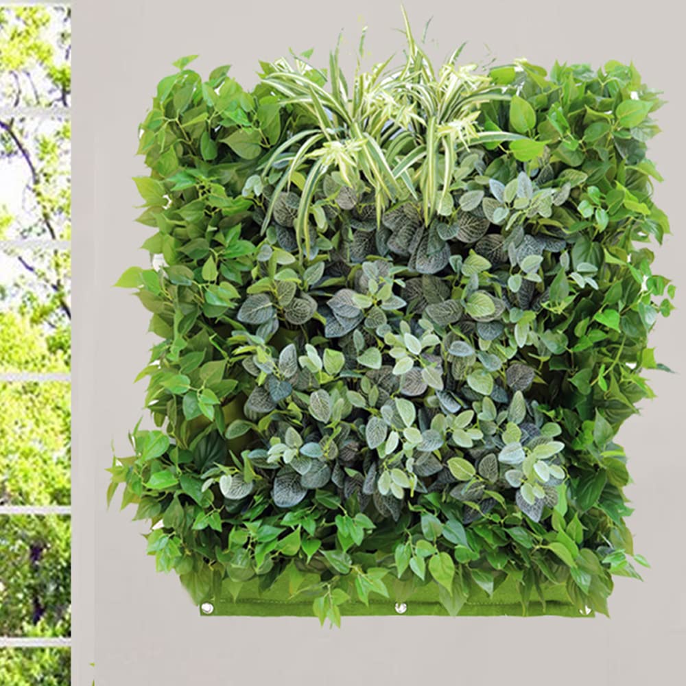 **9-Pocket Vertical Wall Garden Planter Bags - Waterproof & Breathable Felt Cloth for Hanging Plants - Green (Ideal for Indoor/Outdoor Herb Gardens, Balconies & Small Spaces)**