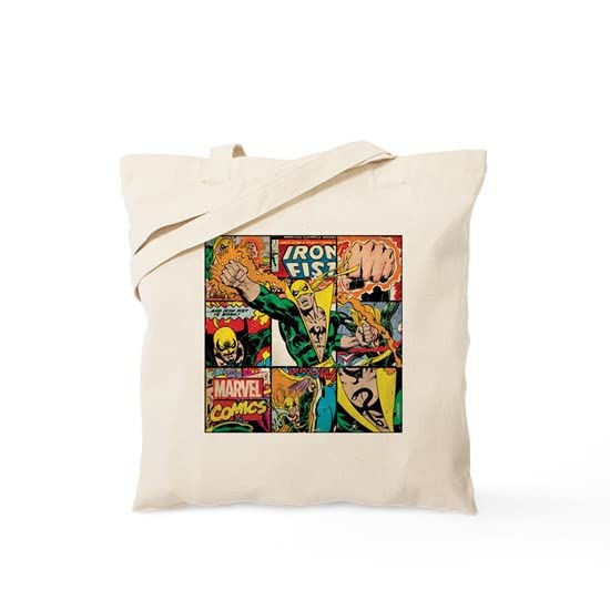 Marvel Iron Fist Canvas Tote Bag - Reusable Natural Shopping Bag for Groceries, Beach & Daily Use | Eco-Friendly Superhero Gift