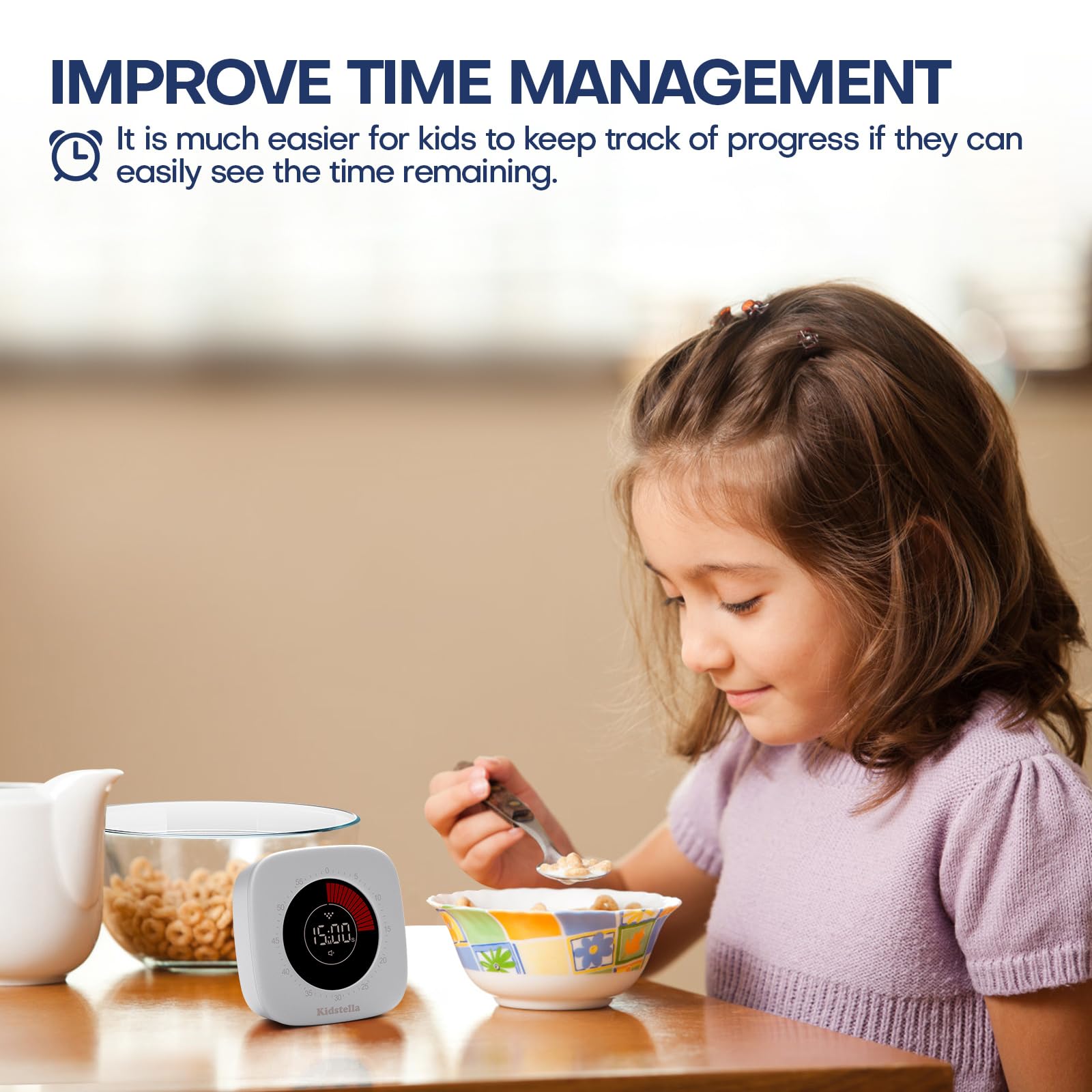 Rechargeable 60-Minute Visual Timer for Kids & Adults - 4 Alarm Modes, Silent Operation Pomodoro Timer for Classroom, Kitchen, Office - Autism & ADHD Focus Tool (Pearl White) - Perfect for Study Sessions, Cooking, Time Management & Special Needs Support
