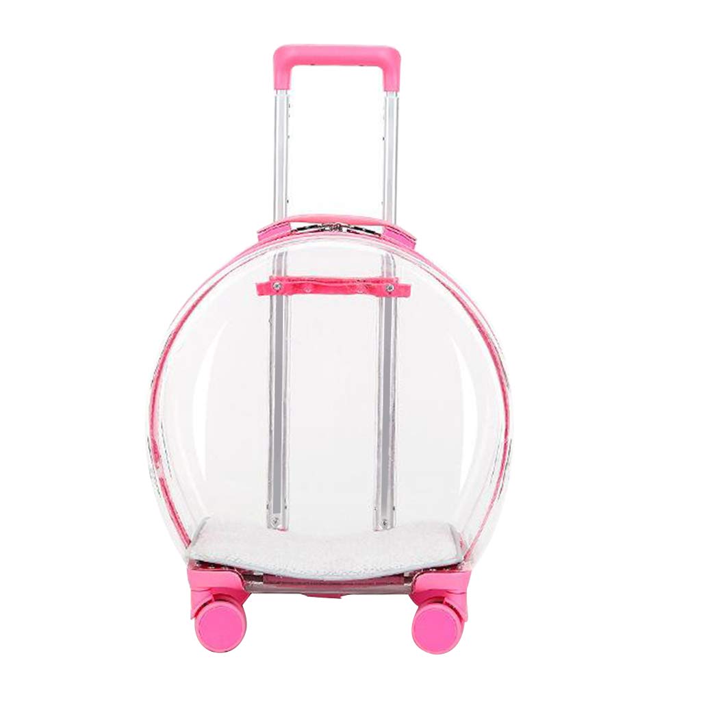 MERIGLARE Transparent Cat Carrier Backpack - Bubble Pet Travel Carrier for Small Cats, Bunnies & Puppies - Airline Approved Trolley Case for Hiking, Outdoor Adventures & Vet Visits (Pink)