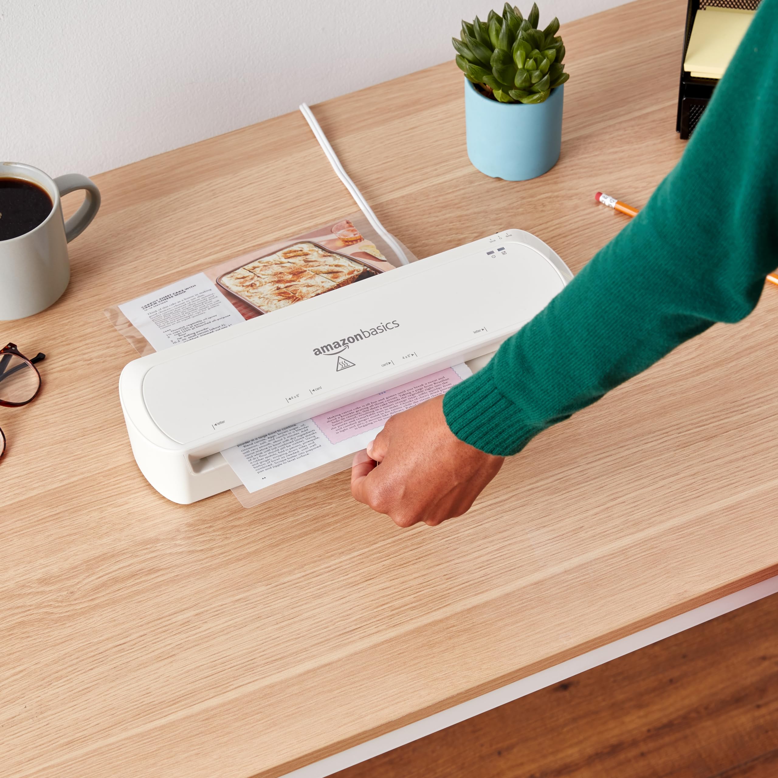 Amazon Basics 9-Inch Thermal Laminator Machine - White | Perfect for Home, Office & School Projects | Document Protection & DIY Crafts