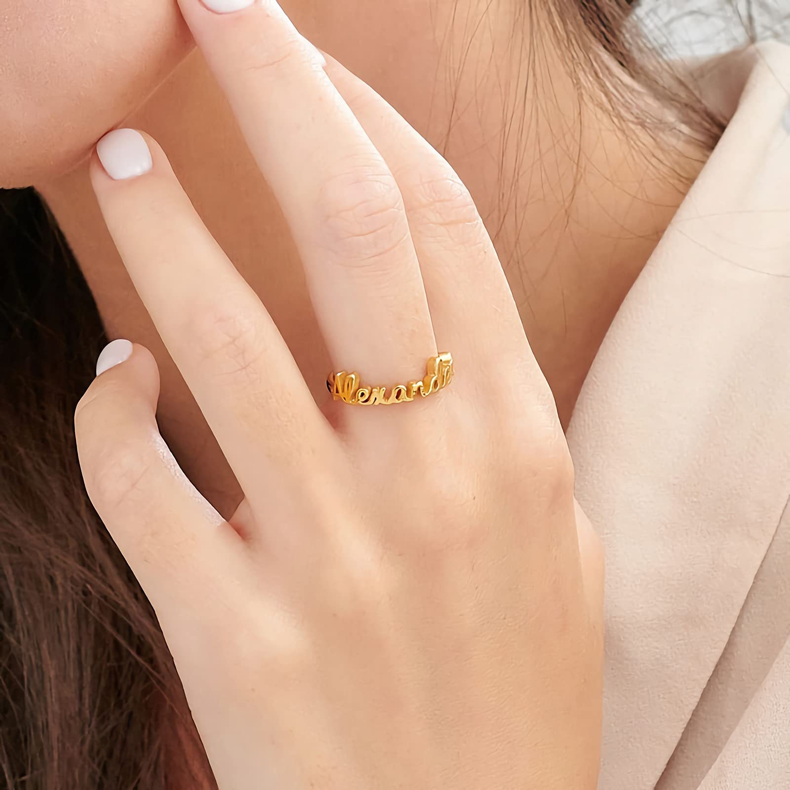 Custom Name Ring Personalized 10K 14K 18K Gold Birthstone Jewelry - Engraved Gift for Women, Mom, Wife | Perfect for Mother's Day, Anniversary, Birthday & Special Occasions