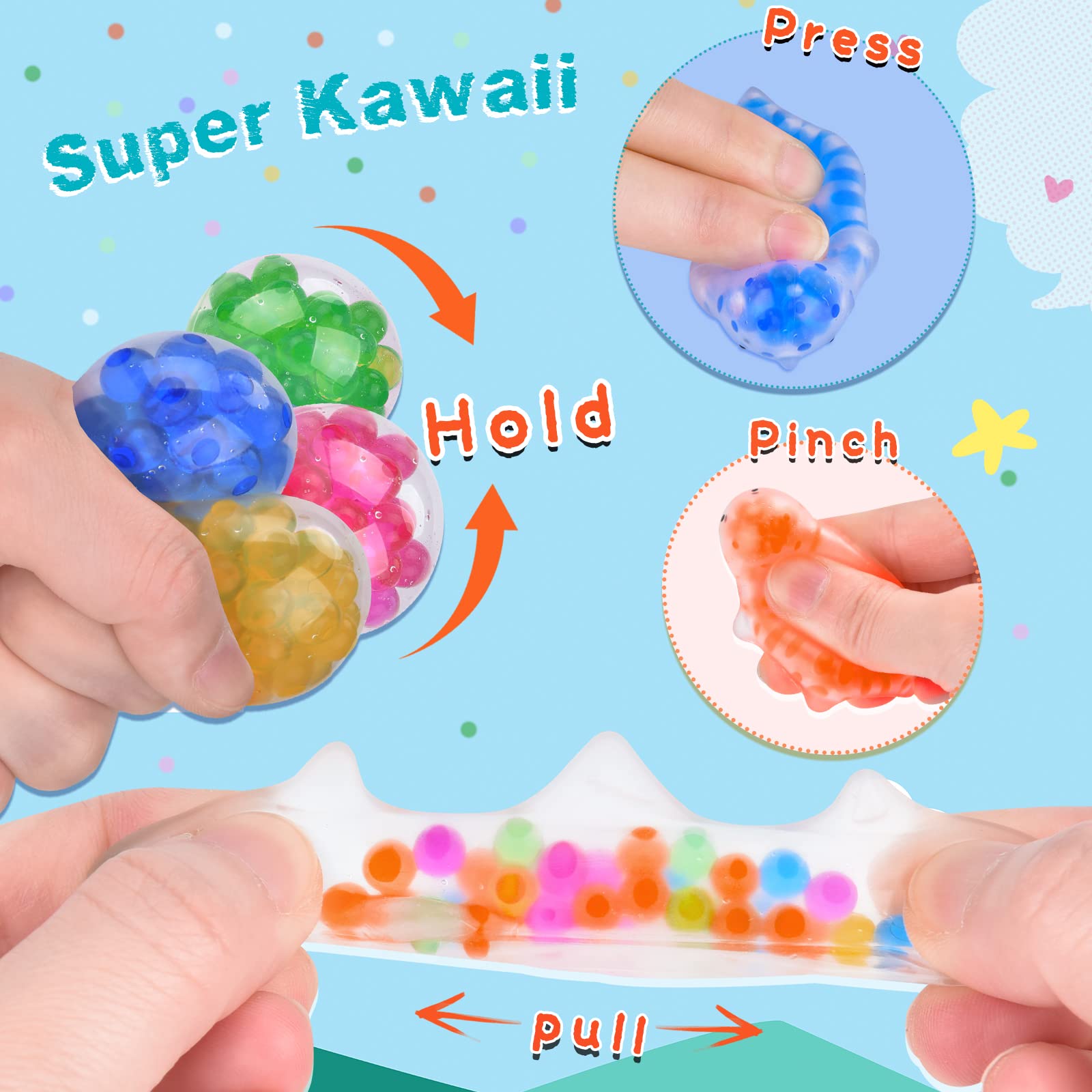 48 Packs Kawaii Squishy Mochi Toys - Cute Sensory Stress Relief Fidget Toys for Kids, Classroom Prizes & Party Favors - Perfect for Anxiety Relief, Focus Aid and Fun Playtime at Home or School