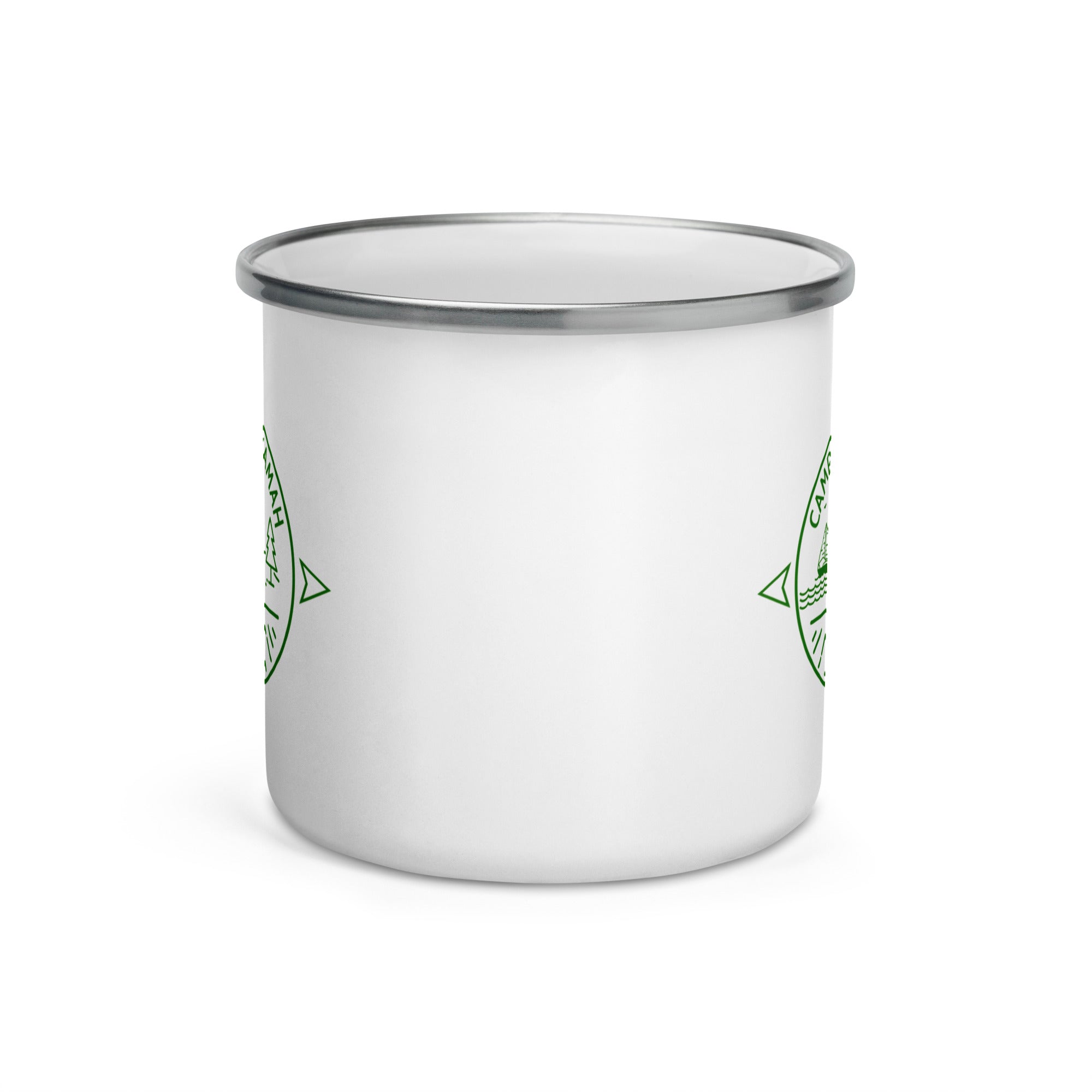 Asto Wamah Compass Enamel Mug - Vintage Style Camping Coffee Cup with Handle, Durable Enamelware for Outdoor Adventures, Hiking, Picnics & Travel