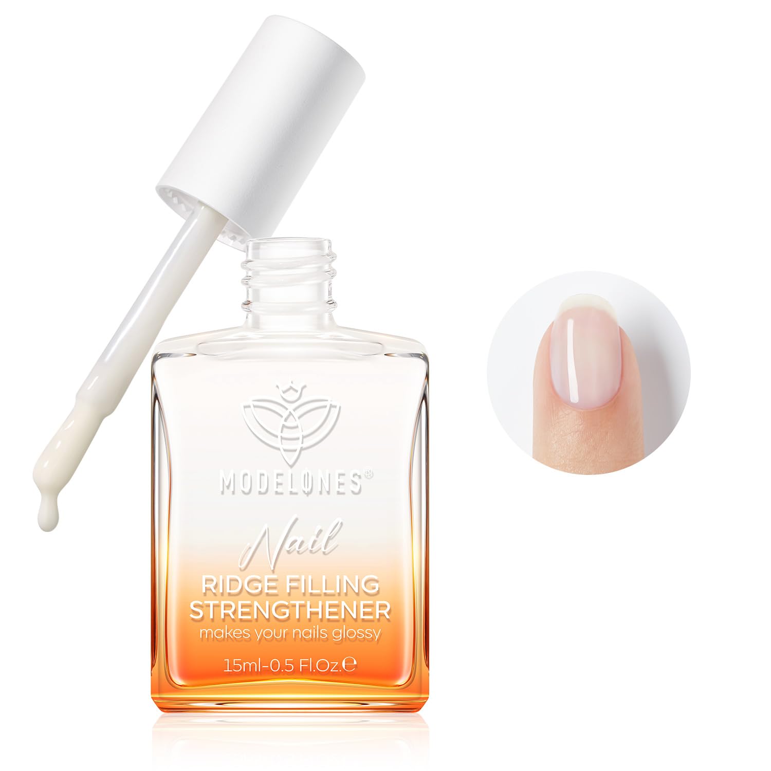 Modelones Nail Strengthener & Ridge Filler - Repairing White Nail Polish for Thin, Damaged Nails - 15ml Growth Treatment for Stronger, Healthier Nails - Perfect for Manicures & Nail Care Routine