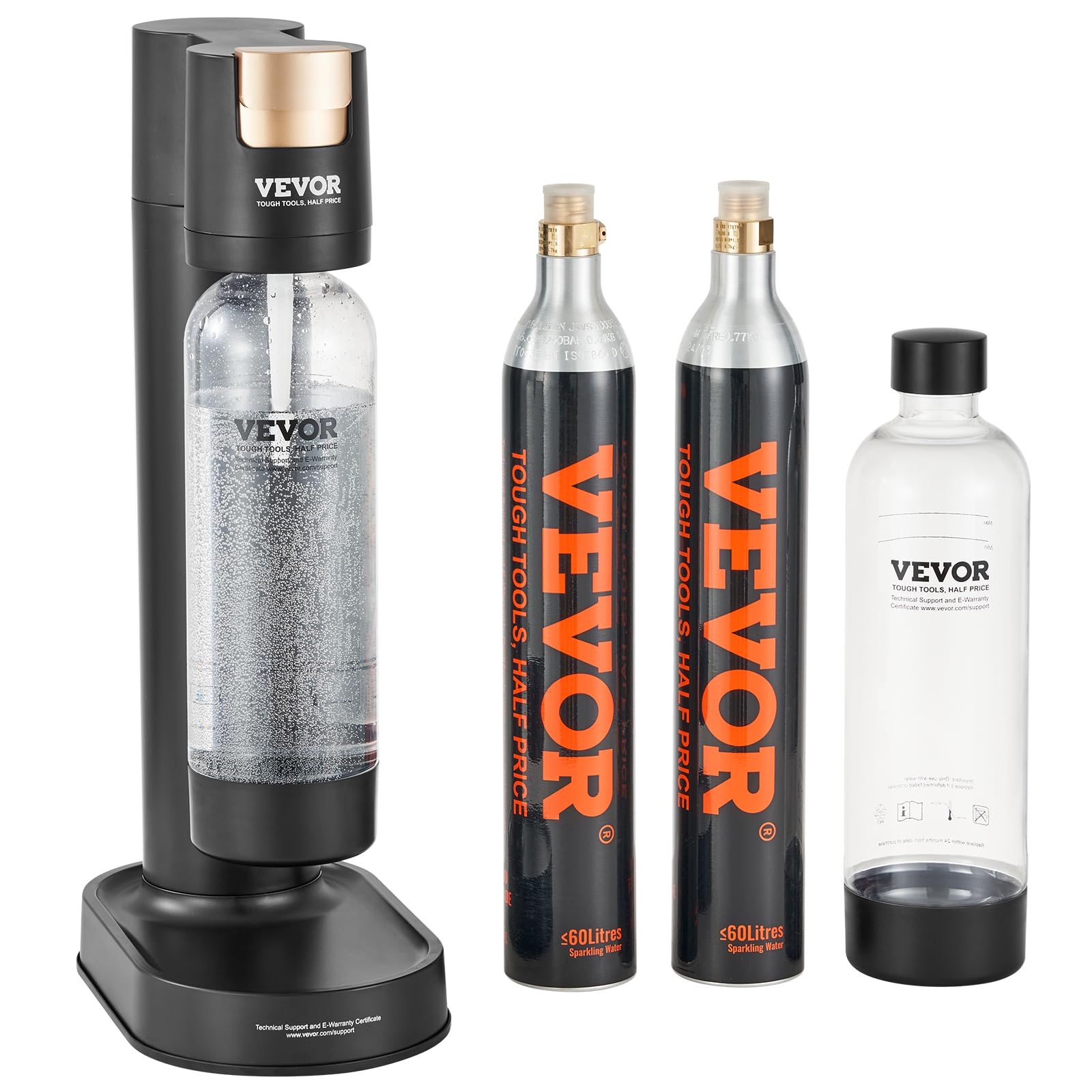 VEVOR Sparkling Water Maker - Home Soda Machine with 2 BPA-Free 1L Bottles & 2 CO2 Cylinders (60L Compatible) | Make Carbonated Drinks for Parties, Healthy Hydration & DIY Sodas