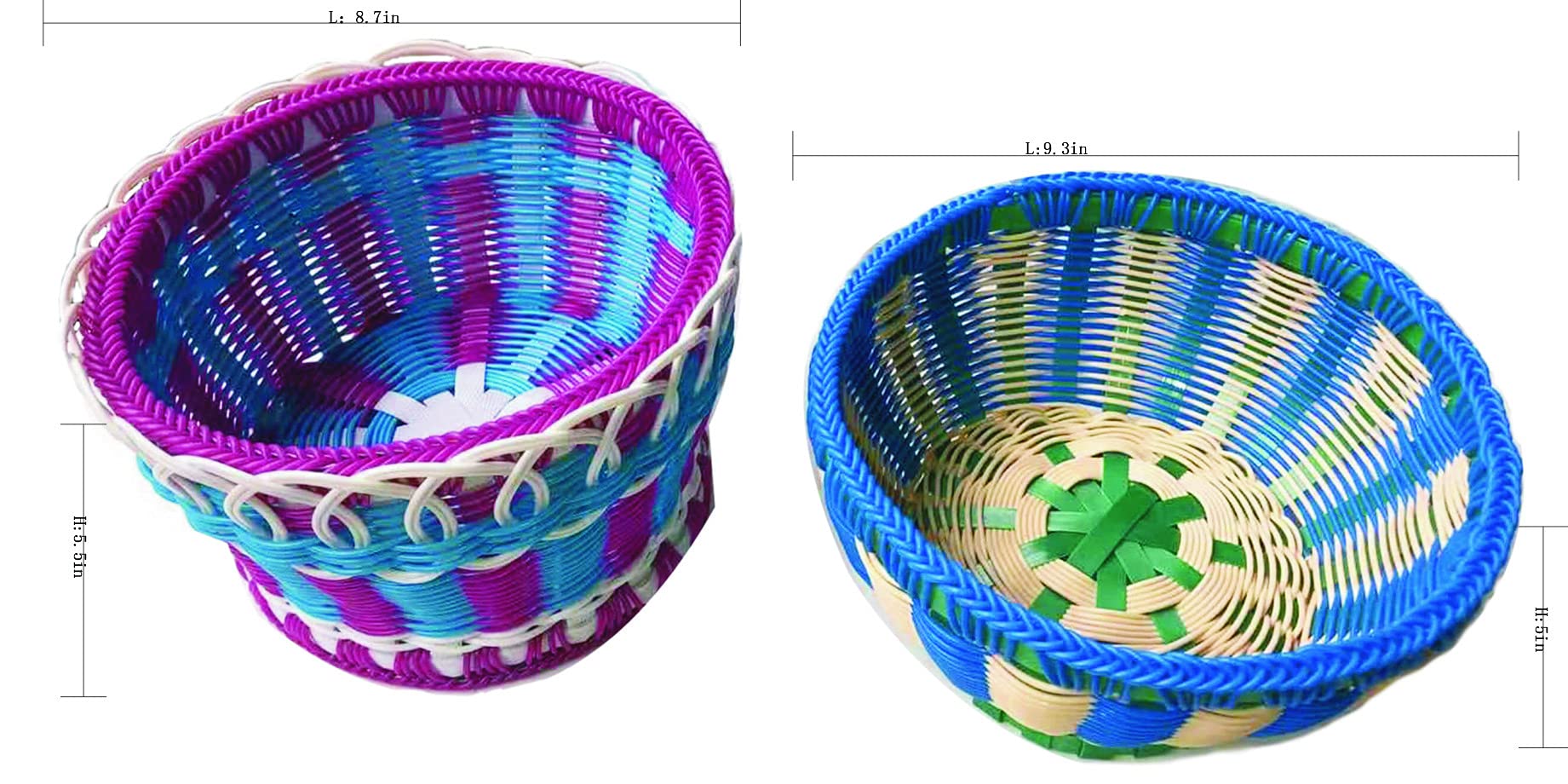 Eco-Friendly Woven Plastic Fruit Basket - Storage & Gift Basket, Easy to Clean, Stylish Home Decor for Kitchen, Dining Room or Party Serving - Style 1