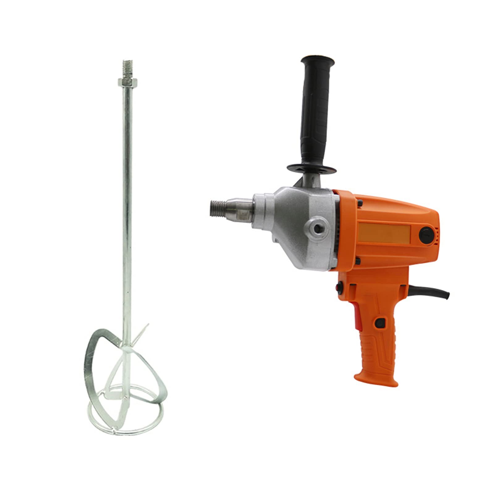Electric Mortar Mixer - 6-Speed Portable Plaster Paddle Mixer with Spiral Blade (60cm) for Cement, Paint, Resin & Feed | Handheld Construction & DIY Mixing Tool for Home Renovation & Craft Projects