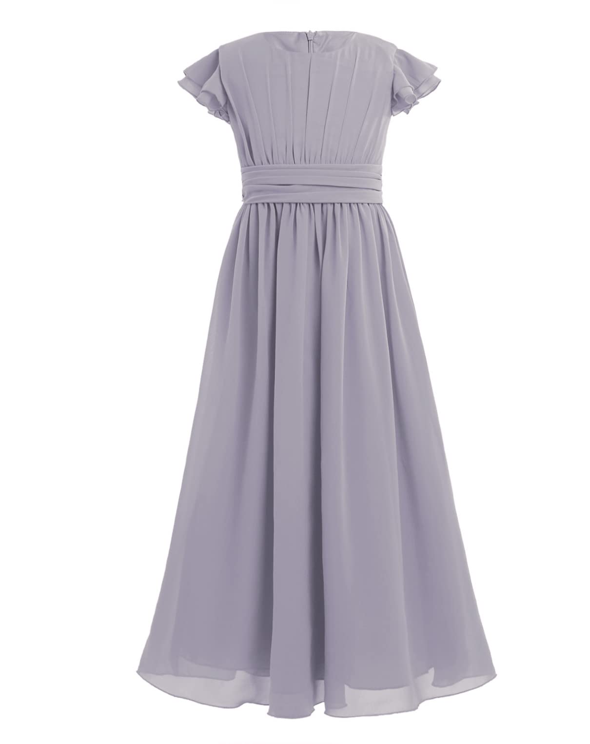 Flutter Sleeve Ruffle Chiffon Flower Girl Dress for Kids & Girls | Elegant Bridesmaid & Wedding Party Dress | Perfect for Special Occasions, Birthday Parties & Formal Events