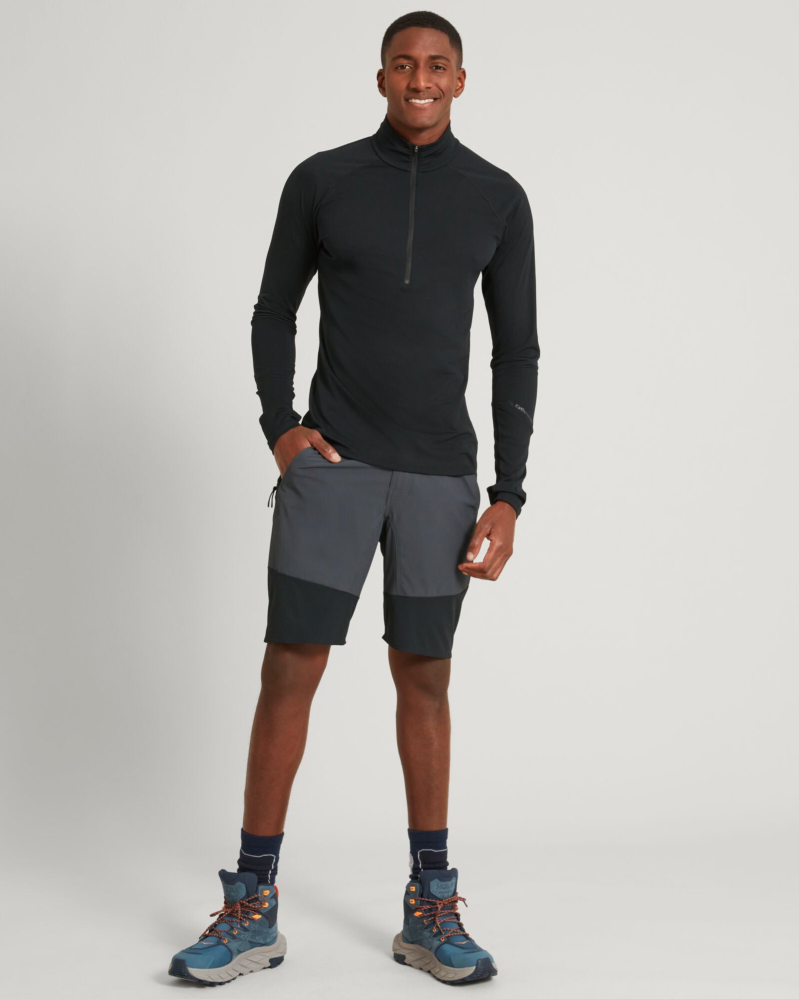 KMDAction Men's Long Sleeve Quarter Zip Pullover Shirt - Black - Perfect for Outdoor Hiking, Golf & Casual Wear