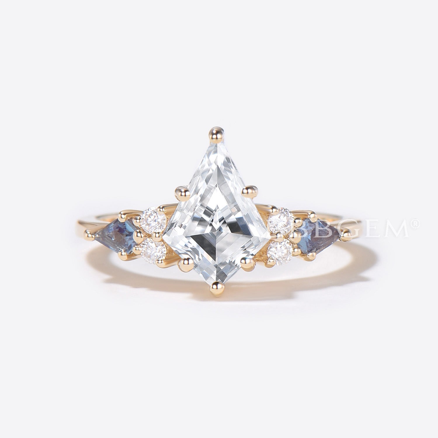 Celtic Moissanite Engagement Ring 7 Stone Cluster Bridal Set - Vintage Inspired Wedding Jewelry for Brides & Anniversaries