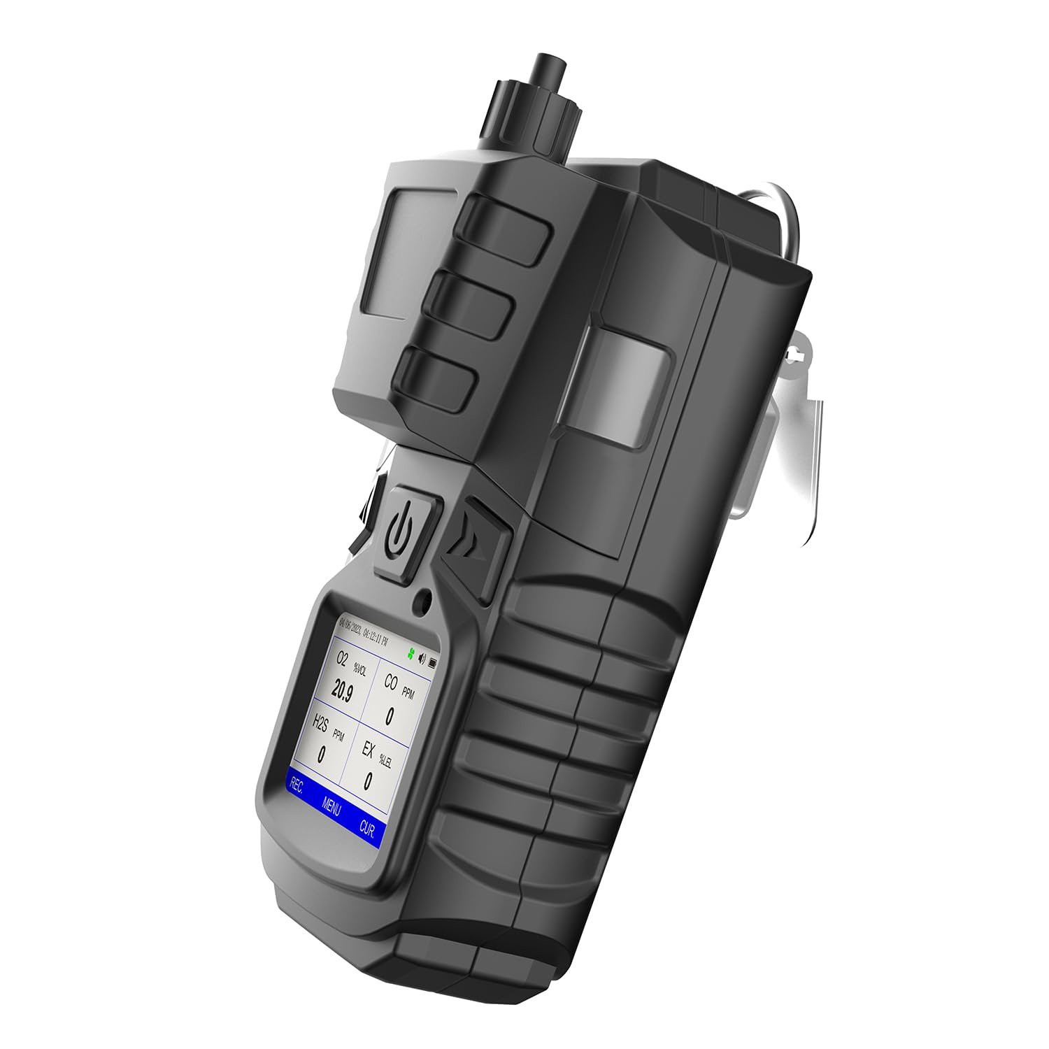 Portable 4-in-1 Gas Detector with Pump - CO, EX, O2, H2S Monitor | 3000mAh Rechargeable Battery & Calibration Kit | LCD Display with Clip | Ideal for Sewer Gas Detection, Industrial Safety & Confined Space Monitoring