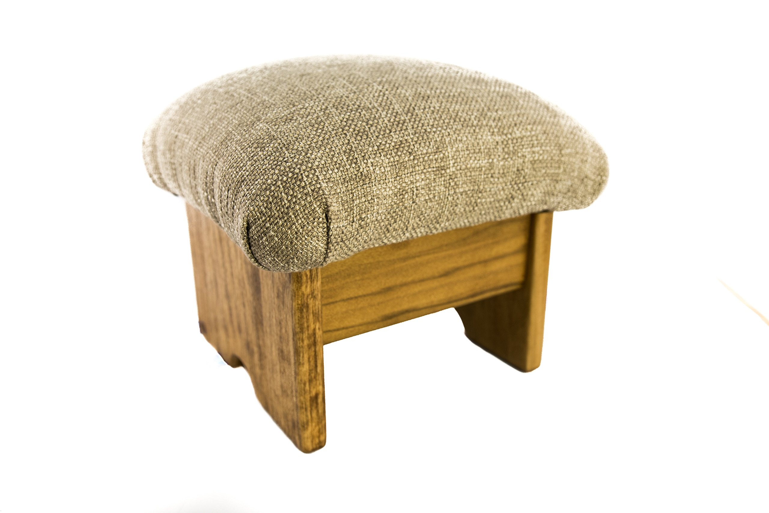 Mini Padded Foot Stool 9 Inch Tall - Made in USA - Desert Sand & Maple Stain - Perfect for Living Room, Bedroom, Office & Nursery Comfort
