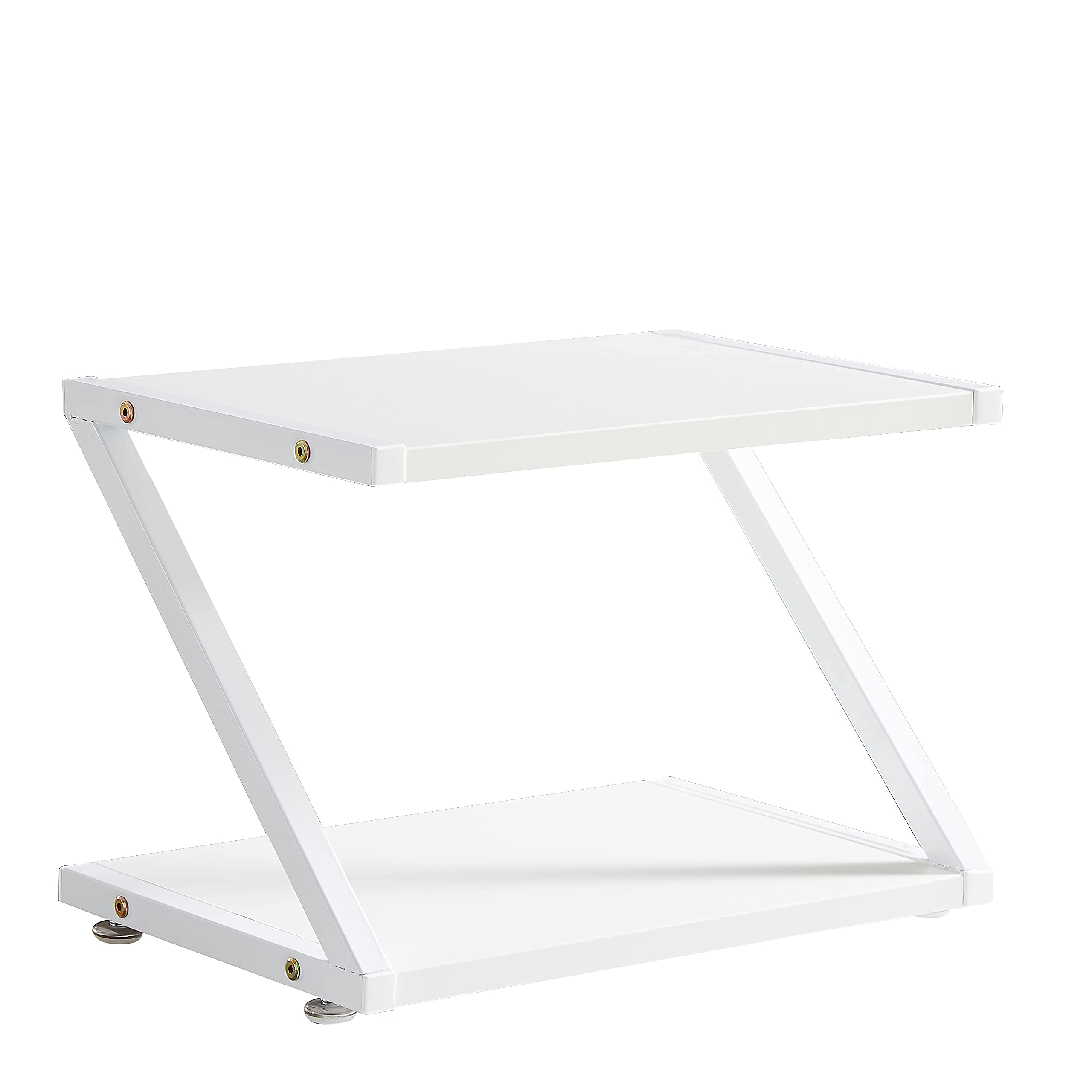 2-Tier White Printer Stand for Desk with Paper Storage - Compact Desktop Printer Organizer & Storage Shelf for Home or Office Workspace - Perfect for HP, Epson, Canon Printers & Office Supplies Organization