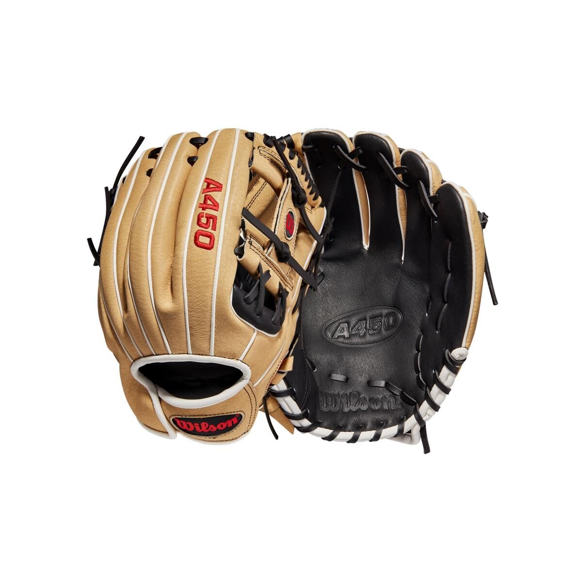 Wilson A450 Youth Baseball Glove 11.5 Inch - Left & Right Hand Options - Premium Leather for Young Players - Perfect for Little League, Practice & Training