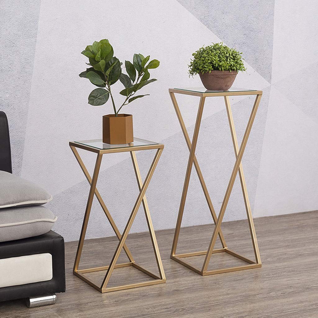 Modern Gold Metal & Glass Flower Pot Stand - 80x30x30cm Indoor Plant Holder for Living Room Decor, European Style Home Garden Accessories | Perfect for Displaying Potted Plants, Succulents, and Home Interior Styling