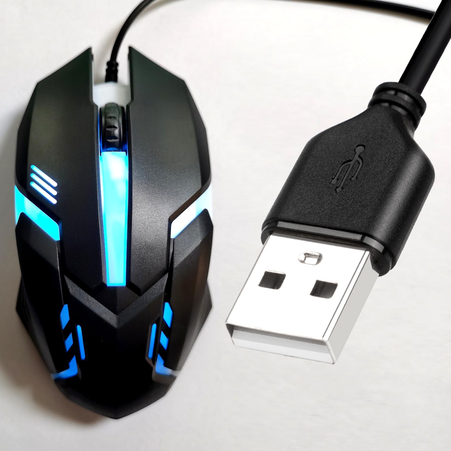 20FT Long USB A Wired Mouse - High Performance Ergonomic Computer Mouse for Windows PC, Mac, Laptop, Chromebook (Left & Right Hand Use) - Perfect for Office Work, Gaming, and Home Computing