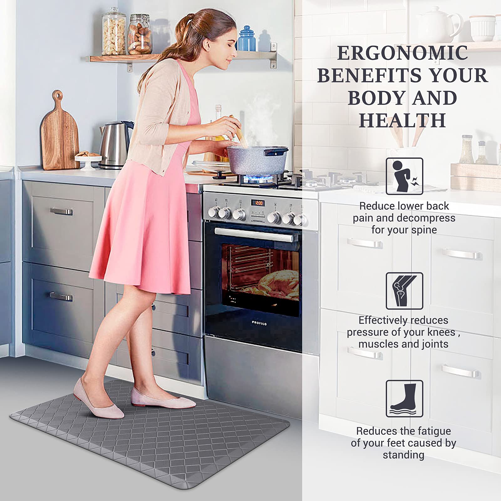 HappyTrends Anti-Fatigue Kitchen Mat - 17.3