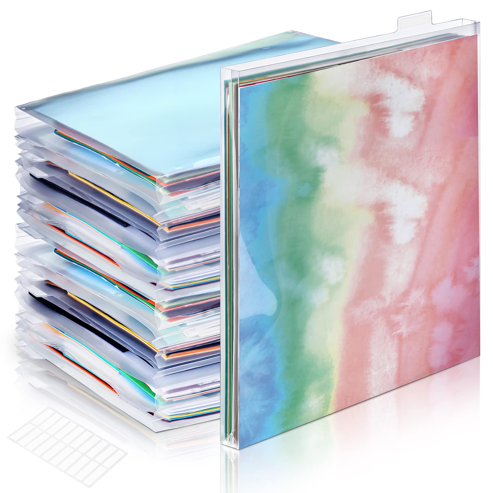 40-Pack Clear Top Loading Scrapbook Paper Organizer - 12x12 Plastic Storage Files with Customizable Tabs for Vinyl, Photos, and Scrapbooking Supplies - Perfect for Craft Rooms, Scrapbooking Projects, and Photo Organization