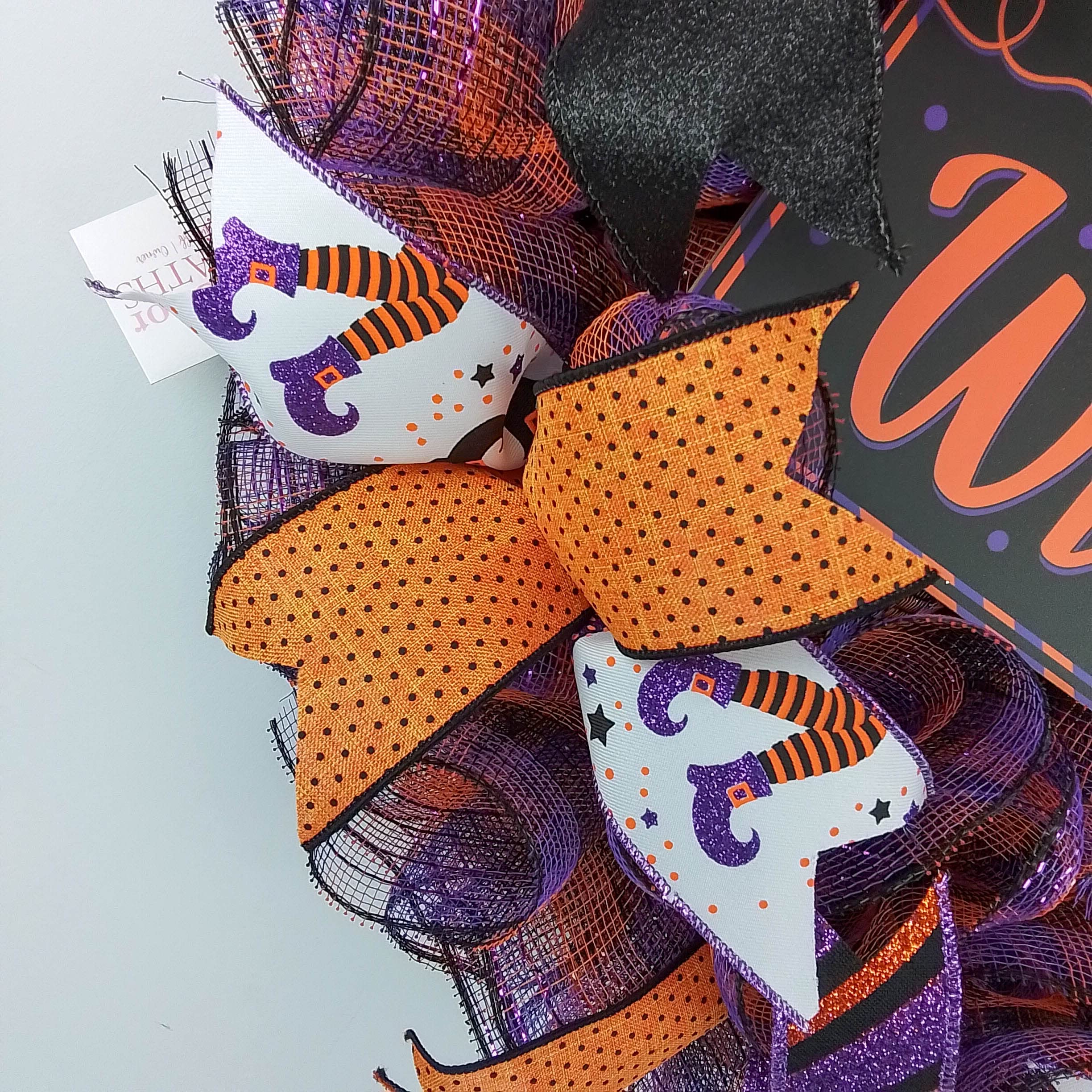 Spooky Halloween Wreath for Front Door - Black, Orange & Purple Mesh Decor - Perfect for Porch, Party & Seasonal Home Decoration