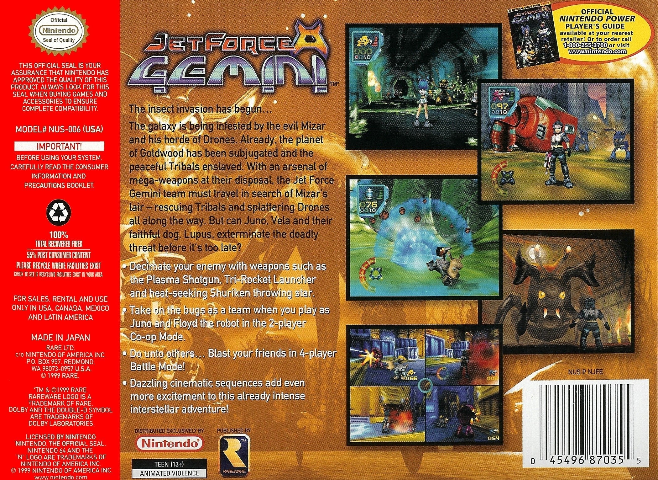 Jet Force Gemini - Classic Nintendo 64 Action-Adventure Game | Retro Gaming Collectible | Perfect for Nostalgic Gamers & N64 Enthusiasts | Great for Gaming Nights & Retro Collections
