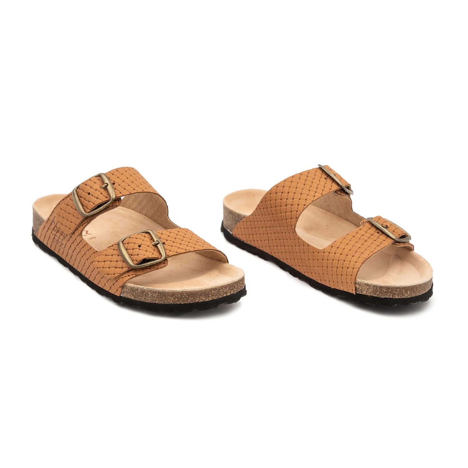 Women's Plain Leather Sandals with Open Toe - 1727 M Greco Trenza - Comfortable Casual Summer Footwear for Beach, Vacation & Everyday Wear