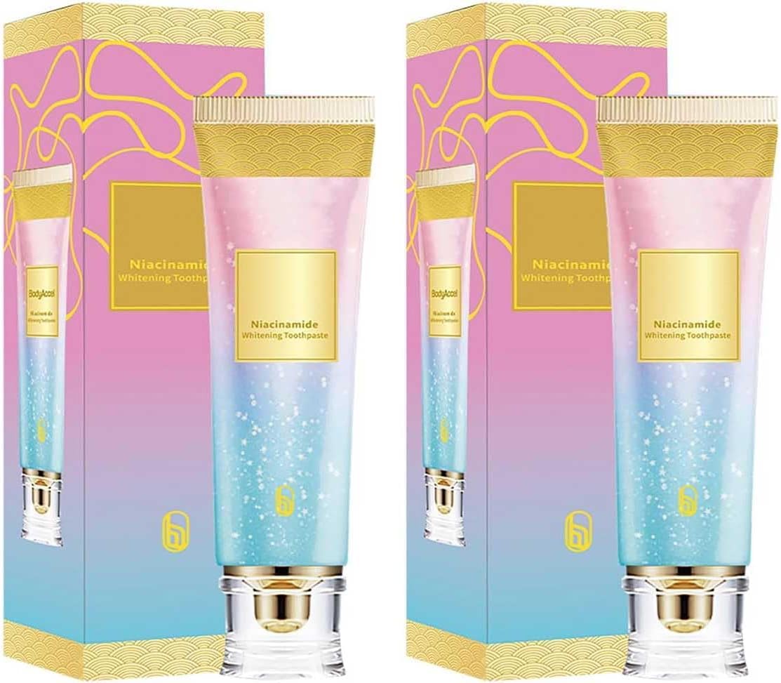 Niacinamide Whitening Toothpaste for Sensitive Teeth - Enamel Repair & Cavity Prevention - Effectively Removes Coffee, Tea & Wine Stains - Brightens Teeth & Freshens Breath - Perfect for Daily Oral Care & Stain Removal (2 Pack)