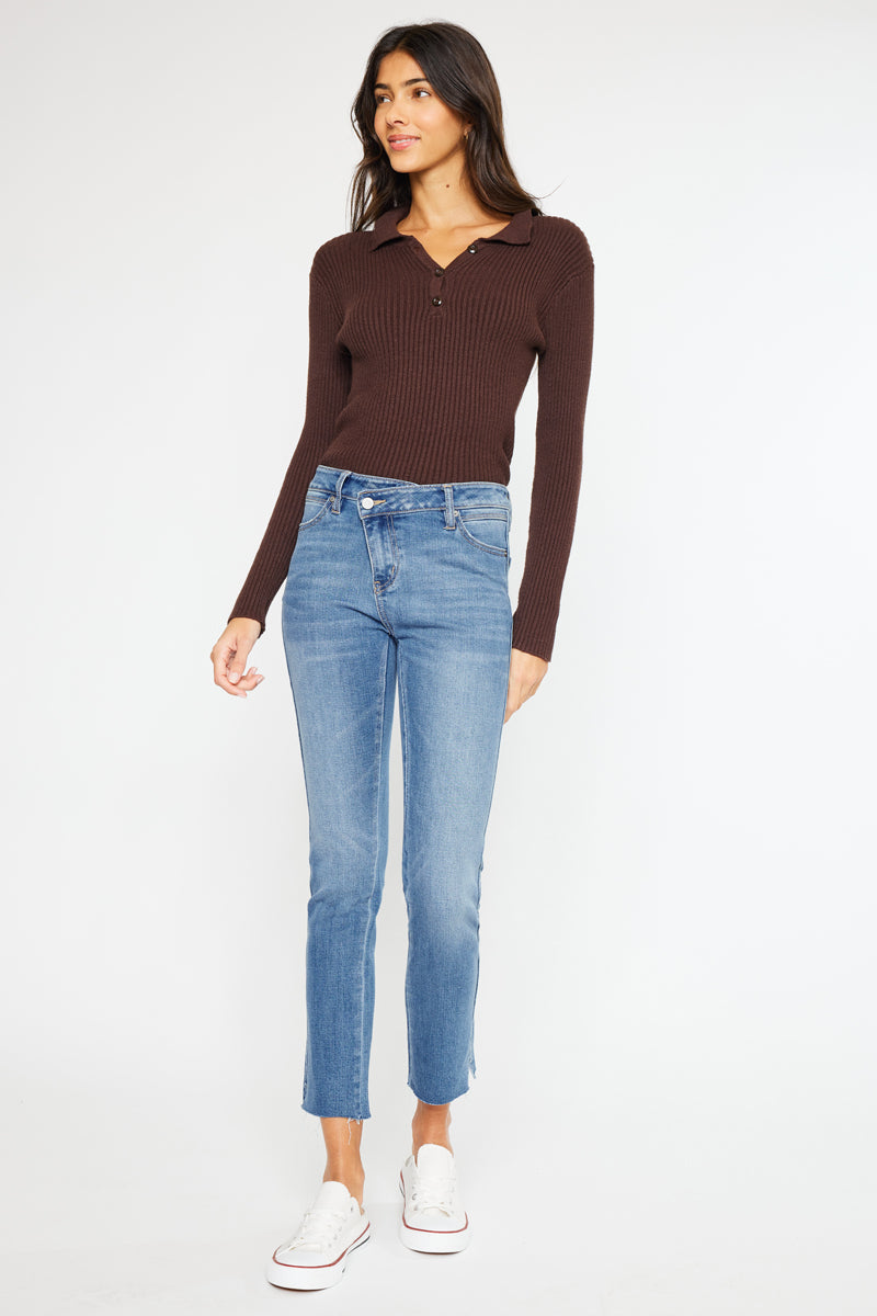 Nava High Rise Slim Straight Leg Jeans for Women - Stretchy Denim Pants with Comfortable Fit - Perfect for Casual Wear, Office & Date Night