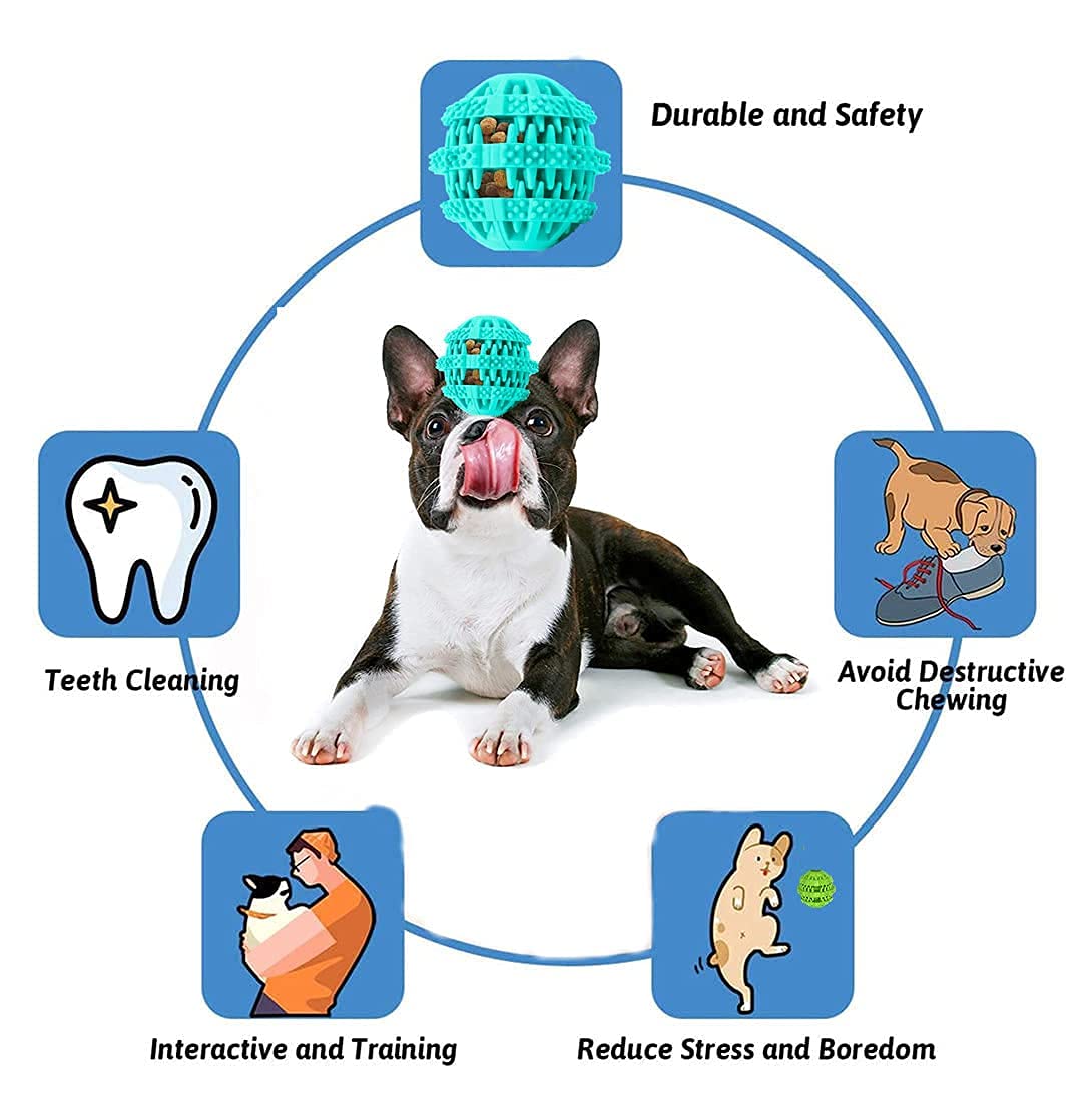OTIME Puppy Teething Toys for Small & Medium Dogs - 360° Cleaning Durable Rubber Chew Ball for Teething, Play & Treat Dispensing - 2 Pack Dog Toys for Indoor & Outdoor Use