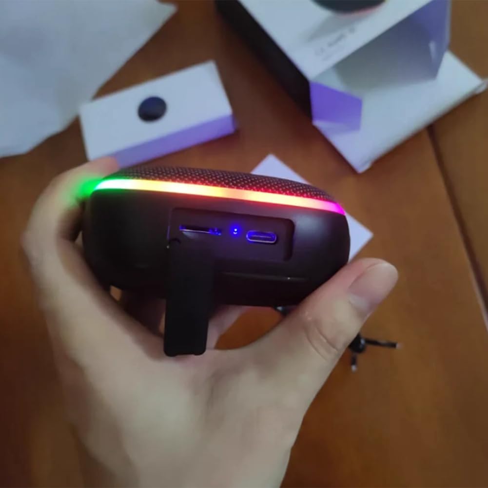 Louttary Portable Mini Bluetooth Speakers - Wireless Stereo Pair, Magnetic Dustproof Design with RGB Lights for Outdoor/Indoor Use - Perfect for Travel, Parties, and Home Entertainment (Black)