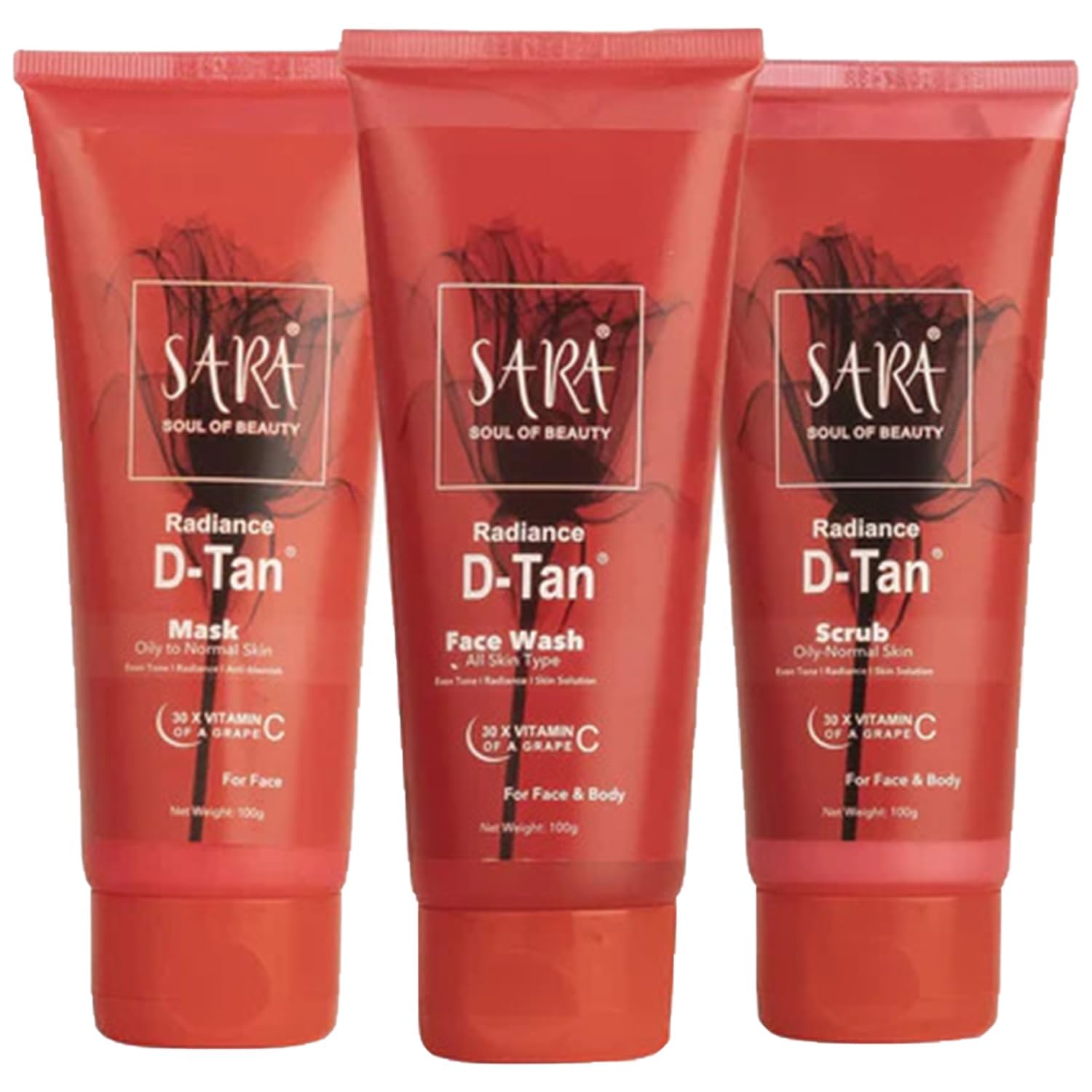 Detox & Glow Face Care Kit - Mask, Scrub & Face Wash Set (3 x 100g) for Tan Removal, Exfoliation & Radiant Skin | Perfect for Daily Skincare Routine & Spa Treatments