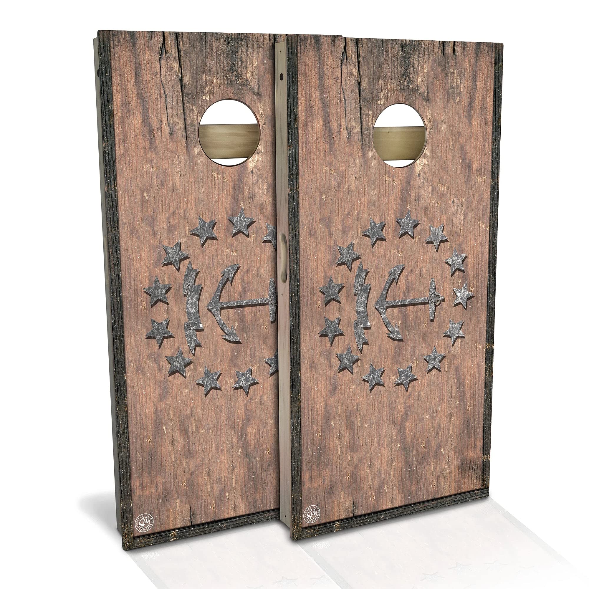 Skip's Garage Rhode Island Flag Vintage Cornhole Set - Solid Wood Custom Cornhole Boards - Made in USA - Choose Size & Accessories - Perfect for Backyard BBQs, Tailgating & Outdoor Parties
