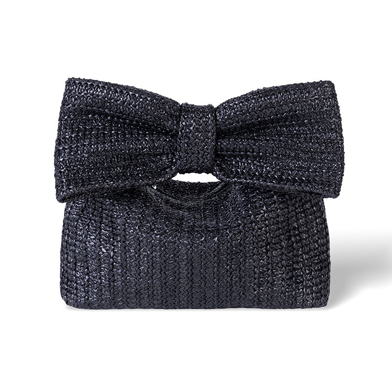 Stylish Straw Bow Design Handbag - Fashionable Clutch & Underarm Tote Bag for Women | Perfect for Beach Outings, Summer Parties & Casual Day Trips
