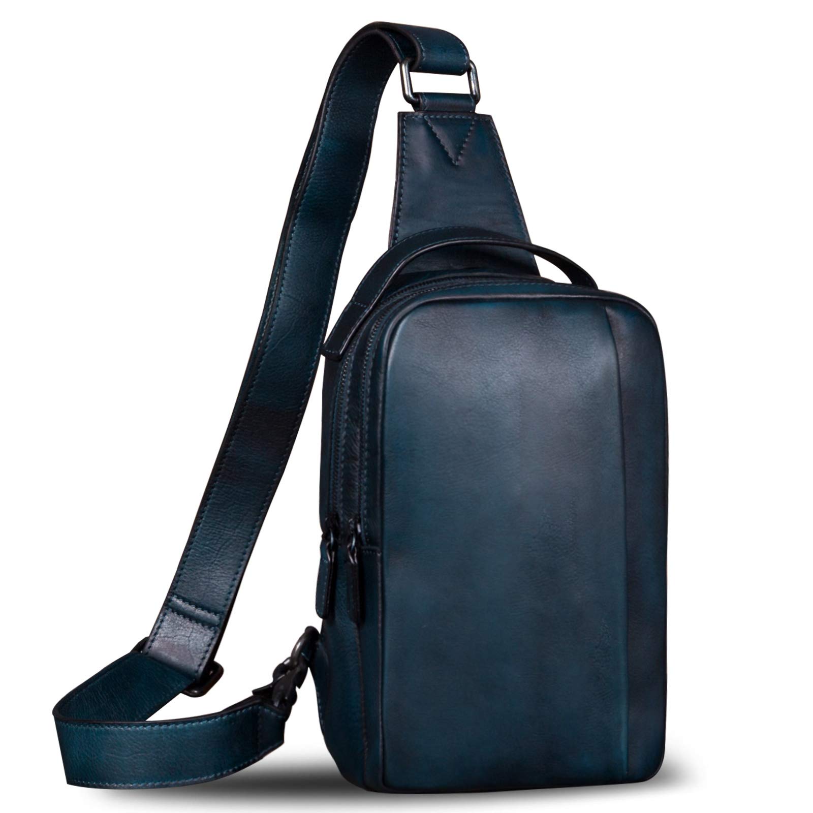 Genuine Leather Sling Bag for Men & Women - Vintage Real Leather Crossbody Shoulder Backpack - Perfect for Travel, Work & Everyday Use