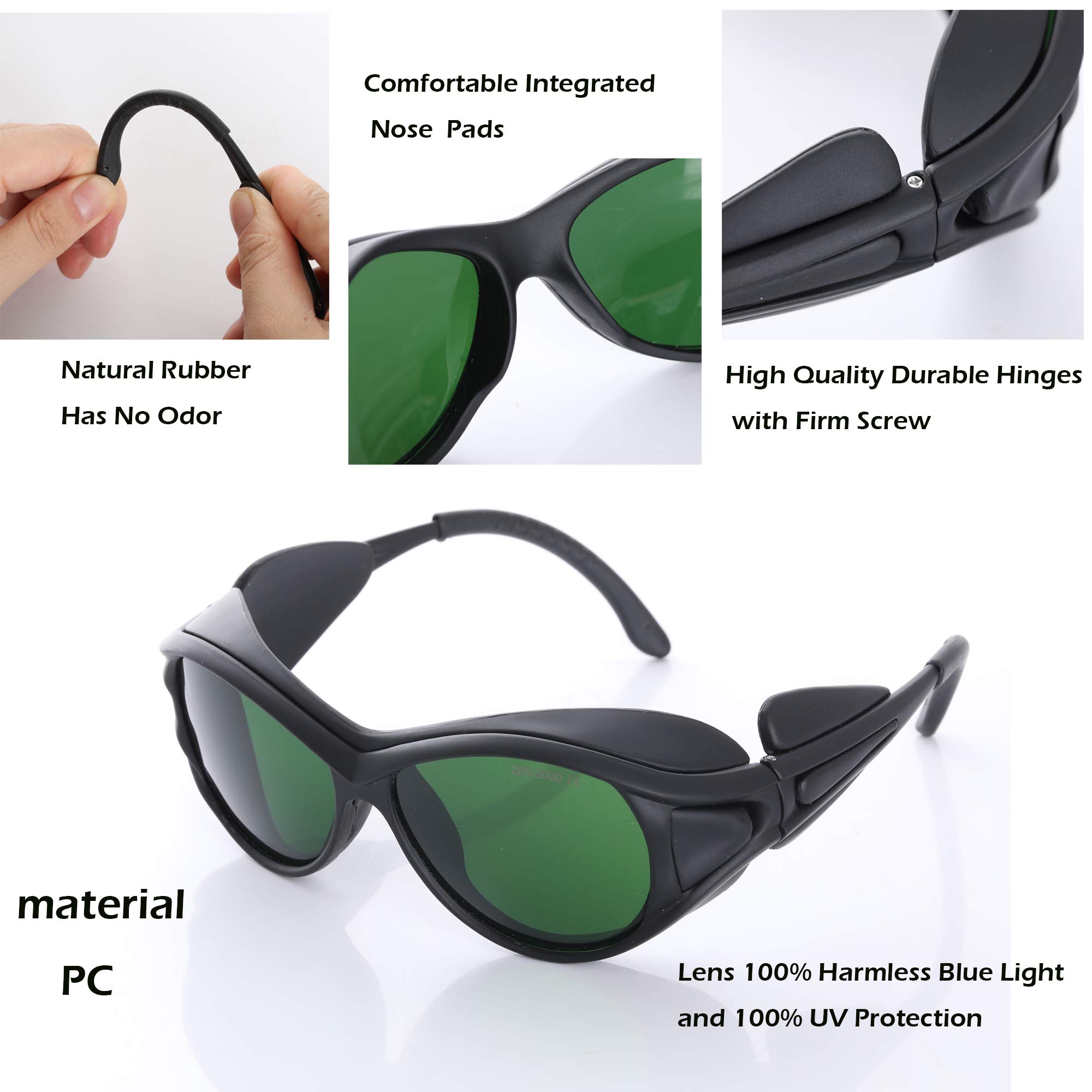 JILERWEAR Professional Laser Safety Glasses - 405nm, 445nm, 450nm, 532nm, 850nm & 190nm-490nm Wavelength Protection - Violet/Blue/Red Laser Safety Goggles for Labs, DIY Projects & Industrial Use