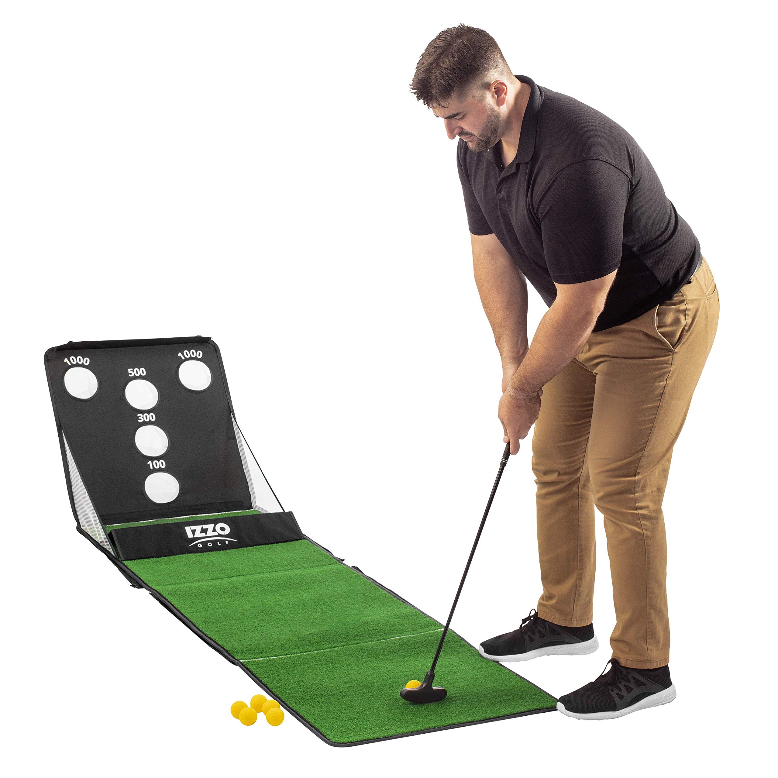 IZZO Arcade Golf Putting Game Set - 6 Practice Golf Balls & Universal Putter for Indoor/Outdoor Training | Perfect for Home, Office & Backyard Practice