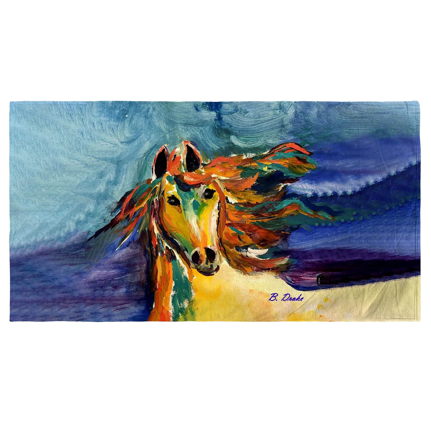 Betsy Drake Colorful Horse Beach Towel - Large, Soft & Absorbent for Pool, Beach & Outdoor Use