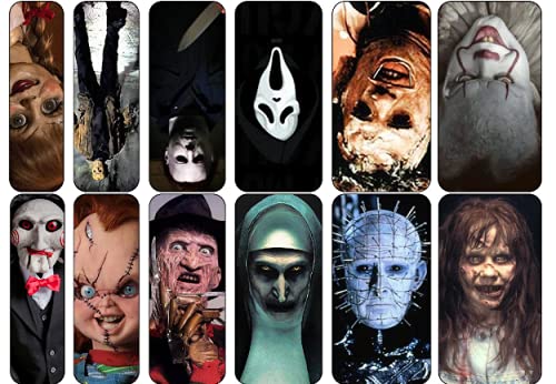 Scary Movie Halloween Nail Art Decals - Michael Myers & Chucky Doll Horror Nail Decorations - Water Slide Nail Transfers for Halloween Party & Cosplay (Set of 9)