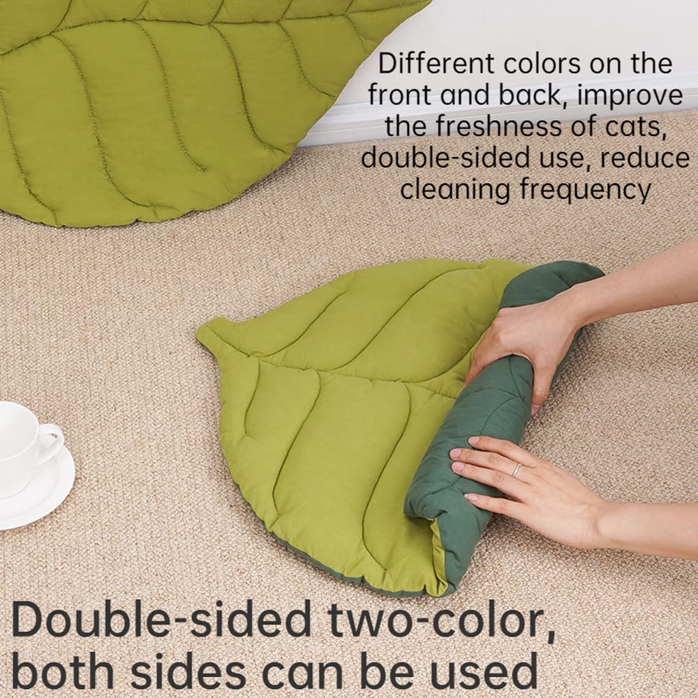 **Leaf-Shaped Cat Bed - Reversible Warm & Comfortable Pet Mat for Cats & Dogs - Indoor Cozy Floor Pad with Cartoon Design - Perfect for Winter Napping & Lounging**