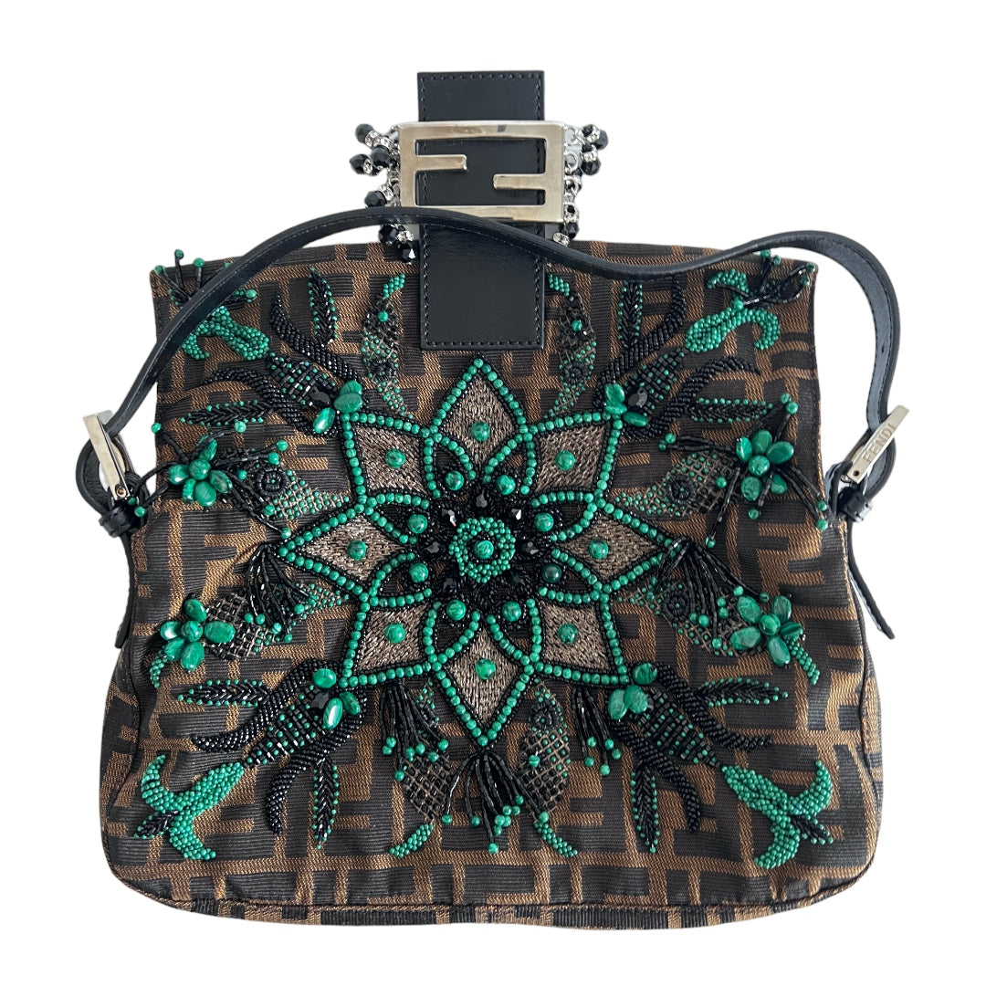Fendi Higanbana Beaded Baguette Bag - Luxury Designer Crossbody Purse for Women | Perfect for Parties, Weddings & Evening Events
