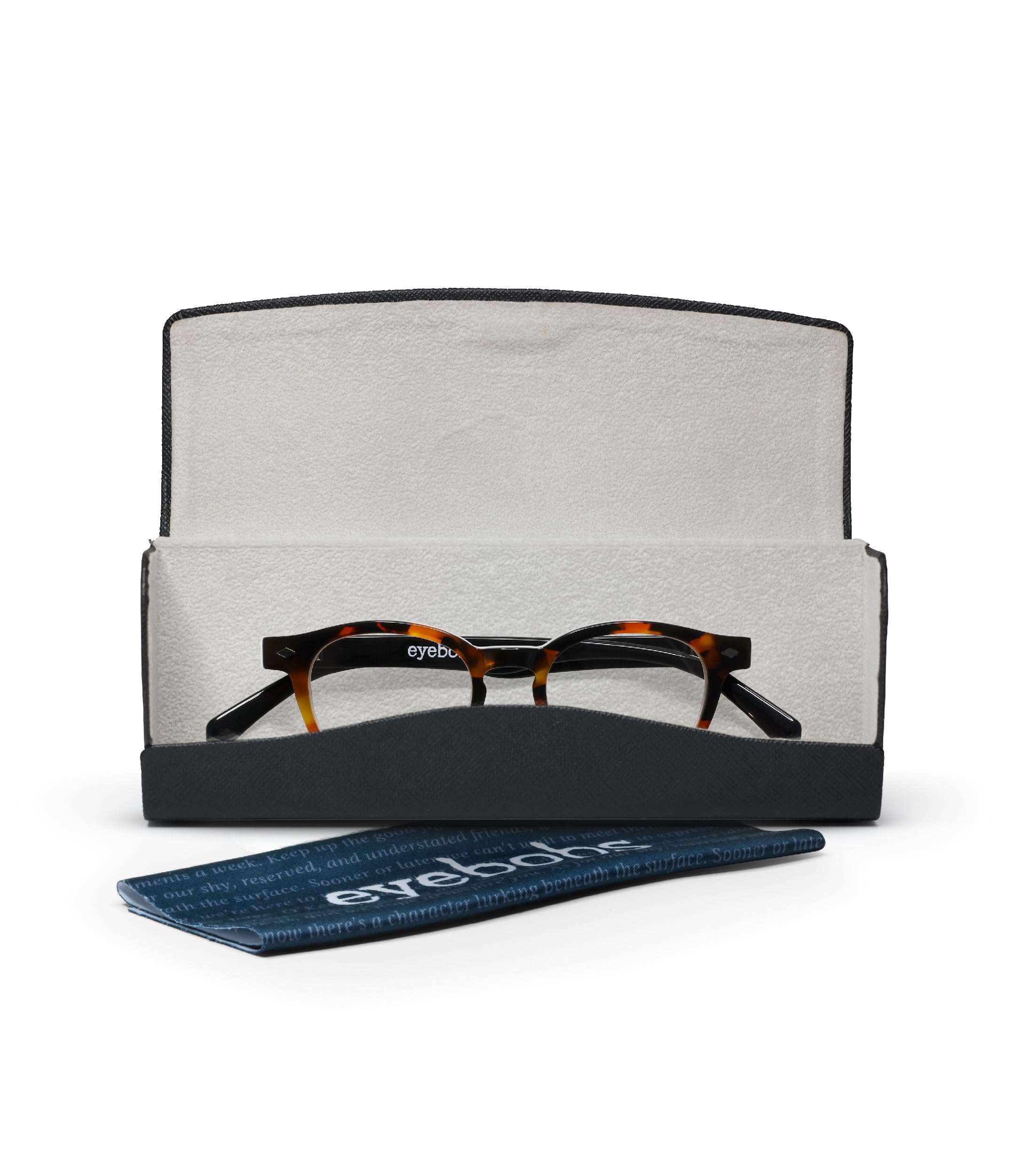 eyebobs - Bitty Witty | Premium Reading Glasses for Men & Women | Round Narrow Face Frames in Black Granite (0.00 Strength) | Perfect for Reading, Computer Work & Fashion Accessories